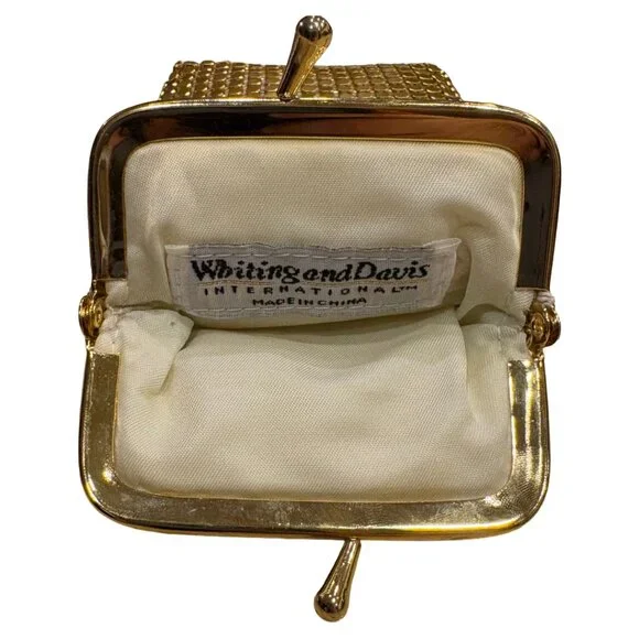 Vintage 1960s Whiting & Davis Gold Mesh Kisslock Case Wallet - Picture 2 of 3